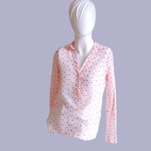 COPY - Stay Chic w Ann Taylor Petite Polka Dots Curved Hem Flowy Silk Blouse Si…